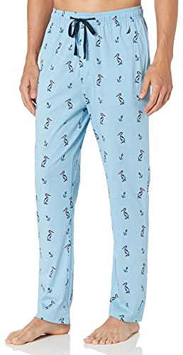 Nautica Men's Soft Woven 100% Cotton Elastic Waistband Sleep Pajama Pant, Porthole Blue, X-Large