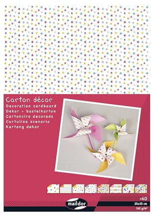 Clairefontaine 354597C - Una confezione da 40 fogi di cartoncino per le decorazioni 25x35 cm 160 g, colori Assortititi Scarabocchio