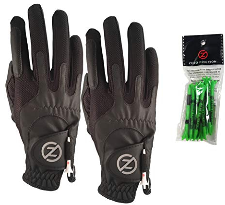 Zero Friction Herren Kompressions-Passform Synthetisch Rechte Hand Universal-Passform Golfhandschuh 2 Packung, Einheitsgröße, Schwarz