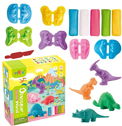 TZQFROCE Juego accesorios plastilina dinosaurio herramientas de plastilina accesorios de plastilina herramienta de amasado multicolor masas modelado para niños artesanías regalo niños y niñas