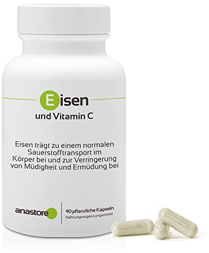 Fer et Vitamine C * 90 gélules végétales * Energie + Système immunitaire + Formation d’hémoglobine + Mémoire + Biodisponibilité élevée *