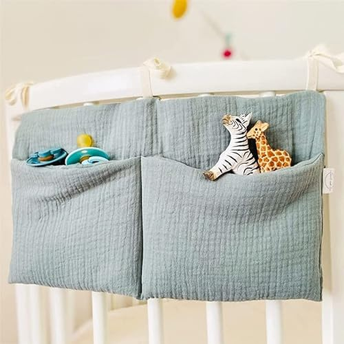 Babybett Organizer Hängende Verstellbare Babybett Aufbewahrungstasche Baby Kinderzimmer Organizer für Kleidung, Windeln, Spielzeug Babybett Umrandungen Organizer (Grün)