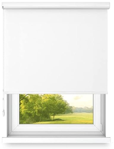 time4blinds Tenda a Rullo a Sospensione Libera in Cassetta di Alluminio – Tende da Cucina per Finestre – Persiane per Finestre per Interni – 2000x2500mm – Bianco Classico – Lato Destro