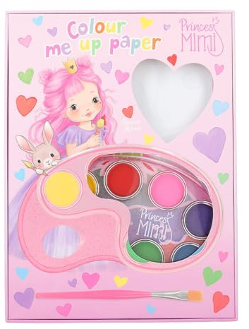 Depesche 12126 Princesa Mimi - Colour me up Paper, papel de acuarela con 10 motivos para colorear, incluye pincel y acuarelas