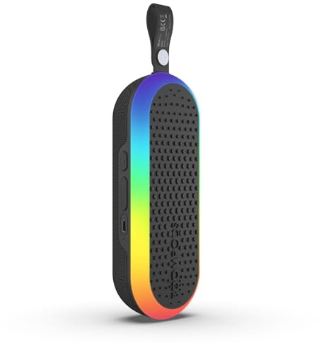 Boompods Halo Kleiner Bluetooth Lautsprecher - Tragbarer Outdoor Lautsprecher mit Mikrofon, IPX6 Wasserdicht und 5 Std. Spielzeit, Kabelloser Party Musikbox mit LED-Lichtshow für Reise und Party