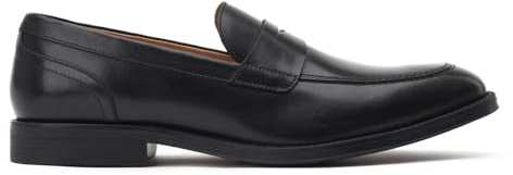Base London Mocassini Penny da uomo Kennedy in pelle nera, Nero , 47 EU