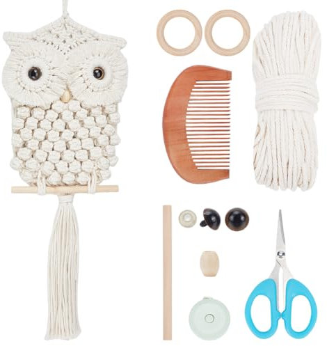 FREEBLOSS Makramee Eulen Set Für Anfänger Makramee Wandbehang Set Makramee Quasten Wandbehang Boho Wandbehang DIY Makramee Set Makramee Eule Wandbehang Dekor Für Erwachsene Geschenk