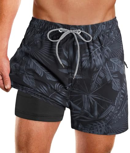 APTRO badshorts för män med blixtlåsfickor 2 i 1 snabbtorkande badbyxor med kompressionsfoder 02