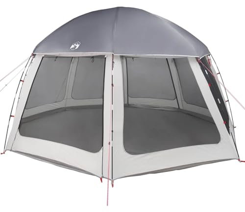 vidaXL Poolzelt mit abnehmbarem Überzelt Netzwänden Grau 510x510cm, Pooldach, Pool-Pavillon, wasserdichtes Zelt, Poolpartyzelt, Poolüberdachung