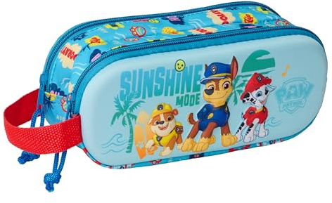 Paw Patrol 3D-Doppelmäppchen für Kinder, ideal für Kinder im Schulalter, bequem und vielseitig, Qualität und Widerstandsfähigkeit, 21 x 6 x 8 cm, blau, M, Casual