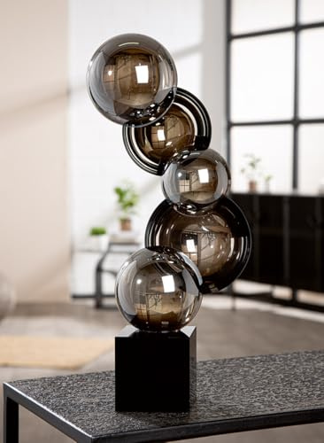 Glas Art Skulptur Rondo - schwarz, weiß - Höhe 39cm, Breite 20cm - Glas - Dekofigur - Glasskulptur