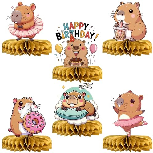 FOSDICK 6 Piezas Centro de Mesa de Cumpleaños, Decoración Cumpleaños, Mariposas Decoración Base Panal, Adorno Mesa para Fiesta para Hombres y Mujeres
