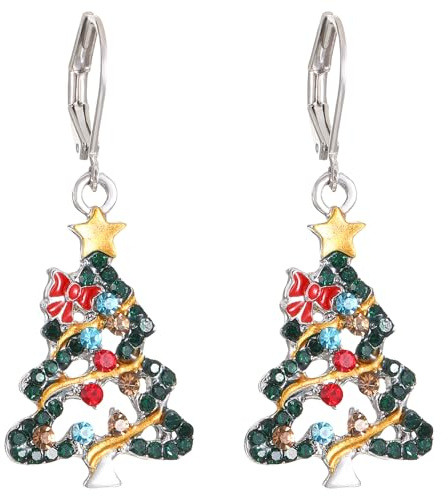 Ohrringe Weihnachten Hängend, Weihnachtsohrringe Ohrstecker Weihnachtsschmuck Schmuck Geschenk für Damen Frauen Kinder Mädchen, Weihnachtsbaum Modeschmuck Weihnachts Tropfen Baumeln Ohrringe Stecker