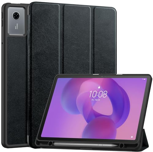 Vakarey Coque pour Lenovo Idea Tab 11 Pouces avec Porte-Stylo Ultra Fine Intelligente Étui Housse Tablette,Noir