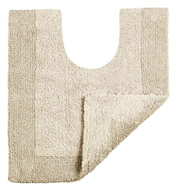 Allure Heavyweight Reversible Pedestal Toilet Mat, 100% Cotton, Super Soft, Washable, Large Size 55cm x 55cm (Stone)