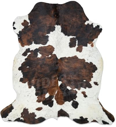 HIDES BAZAAR (1,8 m x 2,4 m – Alfombra Tricolor de Cuero Vacuno XL 1,8 m x 2,4 m (180 x 240 cm)