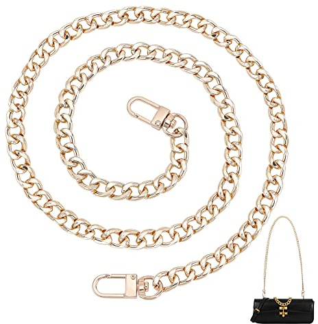 PandaHall 1 Strang Goldene Tasche Kette Kette Handtasche Bag Strap Handtasche Kette Griff Taschenverlängerung Eisen verbindlich Ketten mit Swivel Karabinerverschlüsse, 31,5 (80cm)
