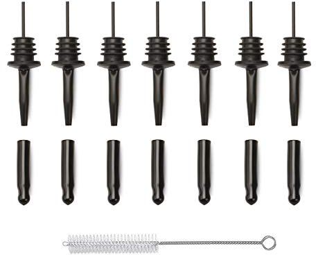 LEGERM Black bottle pourers for spirits set, speed pourer with Protective Dust Caps covers, Stainless Steel Alcohol Spirit Bottles Spout for Bar Use