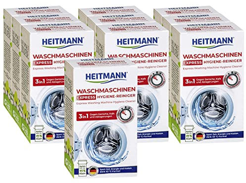 Heitmann Express Waschmaschinen Reiniger: entfernt Kalk, Ablagerungen und Gerüche, Maschinenreiniger, 10x250 g