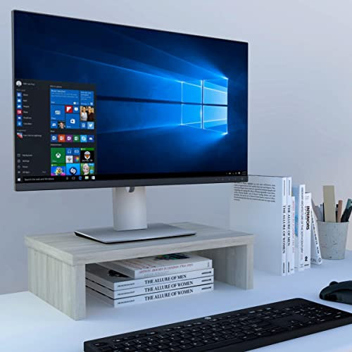 Henor Soporte Monitor y TV de Madera. Elevador de Pantalla 42x26.5x12 cm. Soporta hasta 50 kg. Color Roble Stel