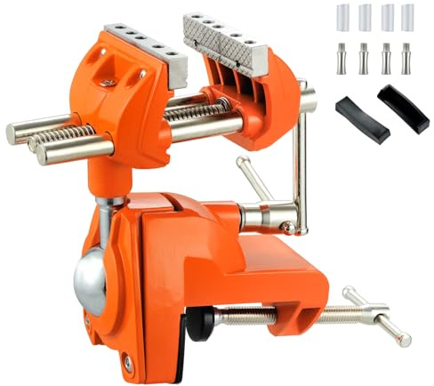 Étau d'établi avec poteau de serrage universel de 20,3 cm, etau etabli de travail du bois en fonte d'acier robuste à 360° avec base pivotante pour projets de bricolage sculpture et modélisation