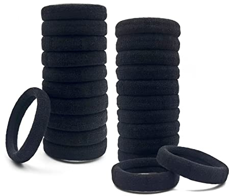 Yedtreg Hair Bobbles for Women, 30 Pack Black Hair Ties No Damage, Seamless Soft Hair Bands for Thick Curly Hair, Strong Elastic Ponytail Holders Hair Accessories (Black Colour)