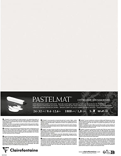Clairefontaine 796010C - Contrecollé Papier Pastelmat - 5 Feuilles Contrecollées Carte Spéciale pour Pastels Secs - 24x32 cm 360g 1,8 mm - Blanc