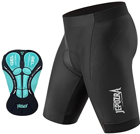 JEPOZRA Culotte Ciclismo Hombre con Badana Gel Pantalon Cortos Ciclista Pantalones Cortas MTB Endura Transpirable de Secado Rápido Mountain Bike Shorts (Negro, M)