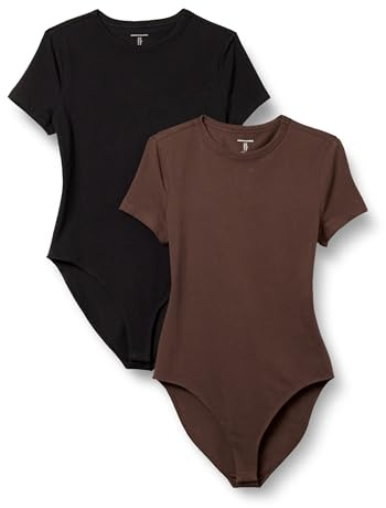 Amazon Essentials Body t-Shirt Coupe Slim en Jersey de Coton Extensible Femme, Lot de 2