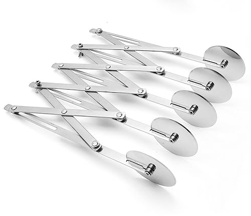 5 Räder Edelstahl Teigschneider - Einstellbarer Teigschneider für Kuchen, Gebäck, Nudeln - Breitenverstellung - Einfache Handhabung - Ideal zum Backen in der Küche