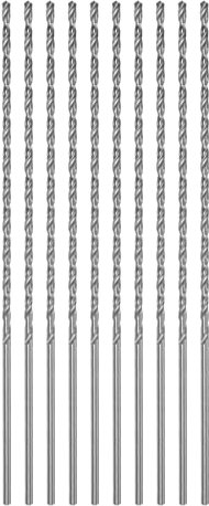 QUARKZMAN 10pz Punte Trapano Extra Lunghe 2mm HSS Punta Trapano con Alta Velocità Acciaio Dritto Gambo 120mm Lunghezza per Metallo Legno Alluminio Lega