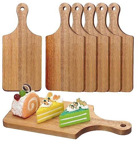 Lounsweer 6 Pcs Thicken Cutting Board Bulk Wood Board for Chopping Serving Charcuterie Material for Laser Engraving Mother' Day Wedding Housewarming Gift(Acacia)