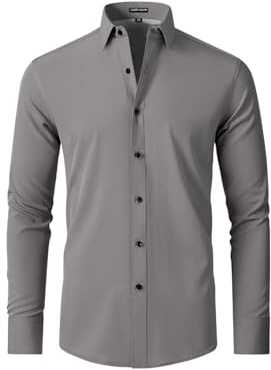 Casey Kevin Camicia Uomo Maniche Lunghe Camicie Casual Uomo Elegante Regolare Fit Formal Camicia Business Facile da Stirare