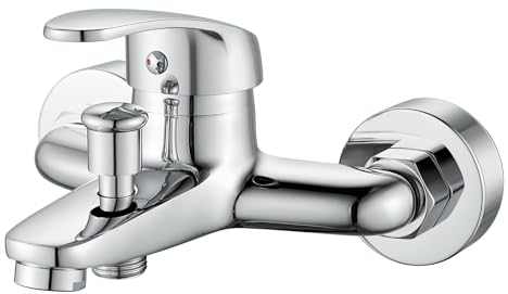 Coleniny Mitigeur monocommande Douche, Robinet Baignoire à Montage Mural Apparent, Robinet Douche Universel Filetage 1/2, Mitigeur Douche 2 Sorties pour Bain et Douche, Mitigeur Baignoire Chromé