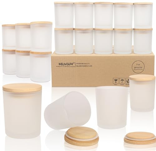 MILIVIXAY Lot de 20 pots à bougies vides en verre dépoli épais de 200 ml avec couvercles pour la fabrication de bougies – Récipients à épices, poudre.