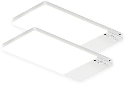 FULEN 2 Pack Rechargeable Motion Sensor Ceiling Light Upgraded, Cordless Closet Light with 12000mAh Battery, LED Shower Lamp for Bathroom,Pantry,Porch,Garage,3000K/4500K/6000K, Remote Control