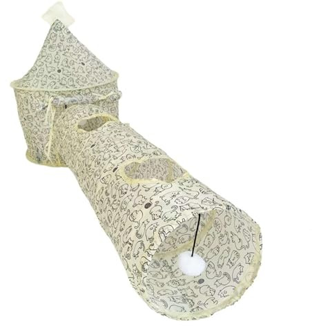 STGBCST Túnel para gatos con pelota de juego, túnel interactivo, túnel para gatos, plegable, 140 x 64 cm, túnel de juego para perros, túnel para gatear, túnel para gatos con pelota de juego (estilo 2)