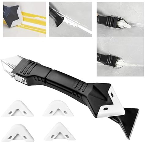 GIUSOBG 3 en 1 Kit de Calfeutrage en Silicone Grattoir Calfeutrage en Silicone Grattoir Flexible pour colle Enleve Joints Silicone Outils de Calfeutrage en Silicone，Pour Évier Fenêtre Cuisine Salle