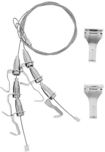 CORHAD 2 Piezas Kit Colgador Cuadros Acero Inoxidable con Cable Ajustable y Ganchos Regulables para Colgar Pinturas Fotos y Pósters Exposiciones y Hogar Sistema Resistente y Versátil