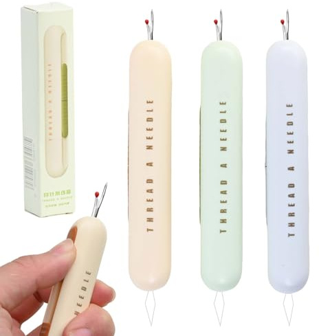 Confezione da 3 Infila-Ago e Scucitore 2 in 1, Scucitore a Spillo, Accessori per Cucire, Scucitore, Retrattile, Multifunzione, Adatto per Cucito a Mano, Lavoro a Maglia, Aiuto per Infilare (2)