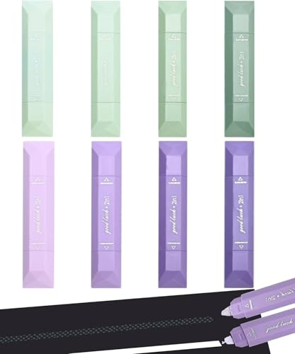 8Pcs Rubans Correcteurs & Colle à Ruban Adhésif Double Face(Violet+Vert)