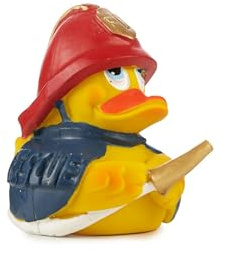 Pato Bombero | Pato de Goma Coleccionable Artesano | Lanco Barcelona 1952 | Caucho 100% Natural | Hecho y Pintado a Mano