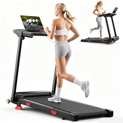 Tapis de Course électrique Pliable 3.0HP, Tapis de Marche inclinable 0-12%, Walking Pad Compact, Tapis de Marche Bureau Silencieux avec écran LCD et Bluetooth, pour Maison et Bureau