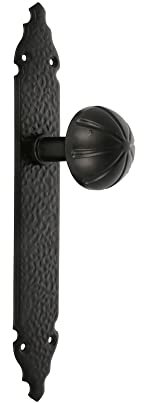 Amig - Pomo - Giratorio y con Placa Martilleada - 280 x 45 x 2 mm - Pomo de Ø 55 mm - Ideal para todo Tipo de Puertas de Paso en Interior - Placa de Acero y Pomo de Zamak Negro