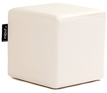 MiPuf - Puff Taburete Cuadrado | Puff con Relleno Incluido Válido como Reposapies Salon | Taburete Dormitorio Versatil con Estructura Sólida y Amoldable | Tapizado para Exterior | Beige
