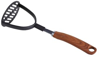 IMUSA USA Bean Masher With Wood Look Handle,Black/Woodlook