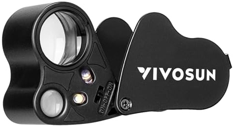 VIVOSUN 30X 60X Illuminated Jewelers Loupe Foldable Magnifier with LED Light for Jewelry Gems Watches Coins Stamps Antiques Black