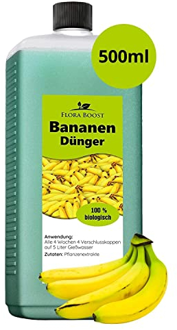 Konfitee Bananen Dünger Flora Boost 500ml I Für bis zu 100L Gießwasser I Obstbaum Dünger für Bananenpflanze I Flüssiger Blatt- & Wurzeldünger I 100% natürlicher Pflanzendünger