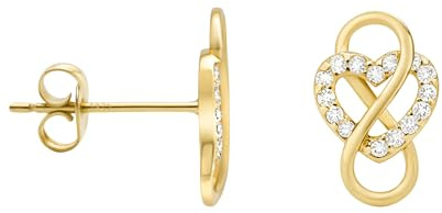 SOFIA MILANI - Boucles d'Oreilles pour Femme en Argent 925 - Plaqué Or - avec Pierres de Zircon - Clou d'Oreille avec Motif en Forme de Coeur et Infini - 20910