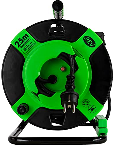 REV Kabeltrommel EX, 25m, H05RR, IP44, 3000W, Verlängerungskabel, Kabeltrommel Outdoor, Schutzkontaktstecker, grün